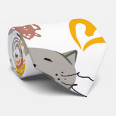 Speels grijs Sinaasappel Cartoon Cat Pattern Desig Stropdas (Opgerold)