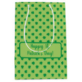 Speels groen Shamrocks patroon Medium Cadeauzakje (Voorkant)