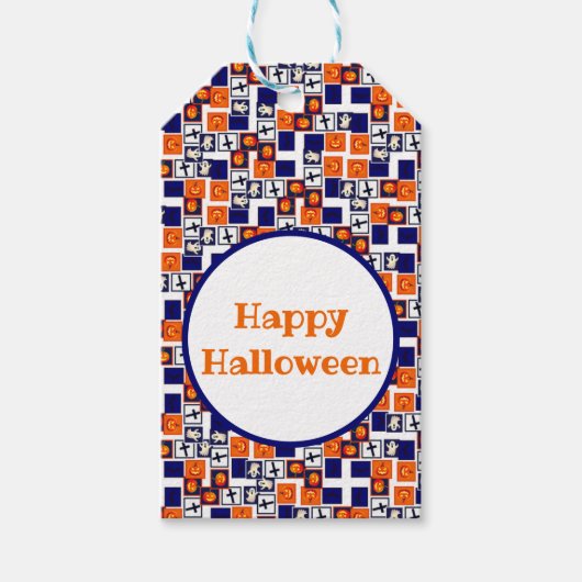 speels Halloween-thema patroon Cadeaulabel (Voorkant)