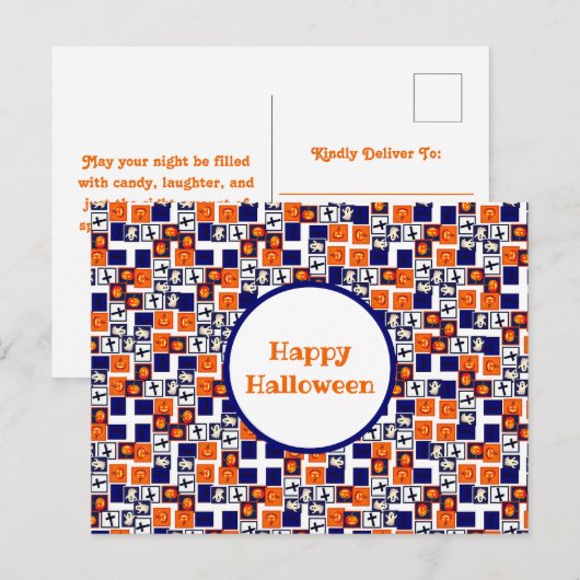 speels Halloween-thema patroon Feestdagenkaart (Voorkant / Achterkant)