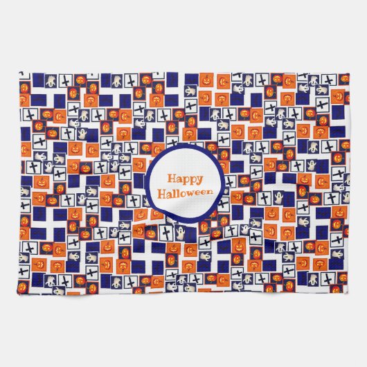 speels Halloween-thema patroon Theedoek (Horizontaal)