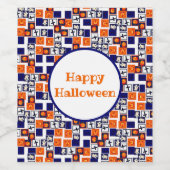 speels Halloween-thema patroon Wijn Etiket (Enkel label)