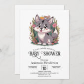 Speels Happy Wolf Baby shower Kaart (Voorkant / Achterkant)