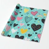 speels hart inpakpapier (Uitgerold)