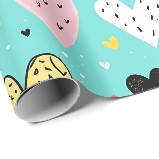 speels hart inpakpapier (Rol Hoek)