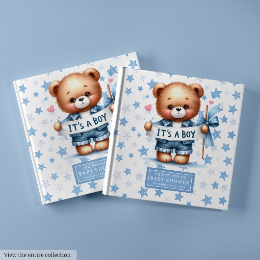 Speels Het is een jongen teddybeer gastenboek aand