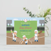 Speels honkbal baby shower kaart (Staand voorkant)