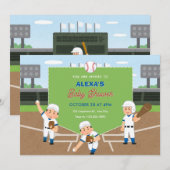 Speels honkbal baby shower kaart (Voorkant / Achterkant)