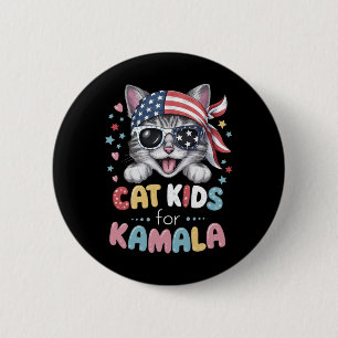 Speels kattenontwerp voor kinderen ronde button 5,7 cm