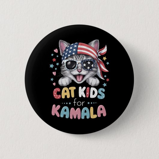 Speels kattenontwerp voor kinderen ronde button 5,7 cm (Voorkant)