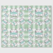 Speels kattenpatroon ontwerp cadeaupapier (Vlak)
