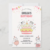 Speels kattenverjaardagsfeestje kaart (Voorkant)