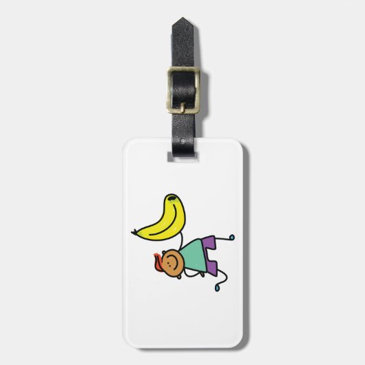 Speels Kind met grote gele banaan Bagagelabel (Voorkant verticaal)
