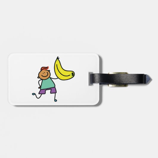 Speels Kind met grote gele banaan Bagagelabel (Achterkant horizontaal)