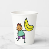 Speels Kind met grote gele banaan Papieren Bekers (Voorkant)