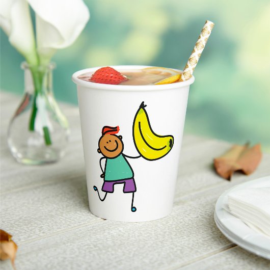 Speels Kind met grote gele banaan Papieren Bekers
