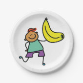 Speels Kind met grote gele banaan Papieren Bordje (Voorkant)