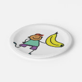 Speels Kind met grote gele banaan Papieren Bordje (Gekanteld)