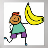 Speels Kind met grote gele banaan Poster (Voorkant)