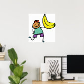 Speels Kind met grote gele banaan Poster (Thuiskantoor)