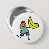 Speels Kind met grote gele banaan Ronde Button 7,6 Cm (Voorkant /achterkant)
