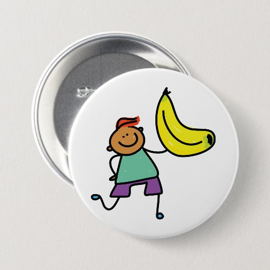 Speels Kind met grote gele banaan Ronde Button 7,6 Cm (Voorkant /achterkant)