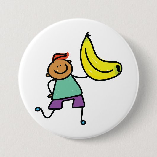 Speels Kind met grote gele banaan Ronde Button 7,6 Cm (Voorkant)