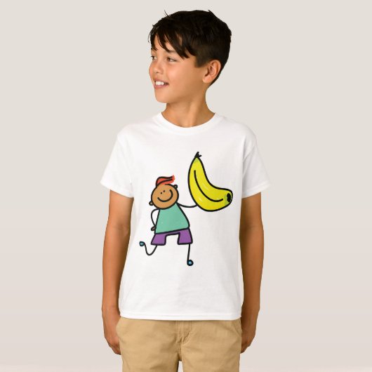 Speels Kind met grote gele banaan T-shirt (Voorkant volledig)