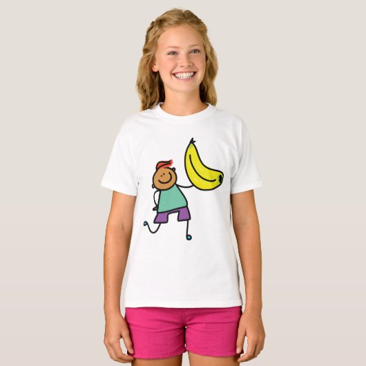 Speels Kind met grote gele banaan T-shirt (Voorkant volledig)