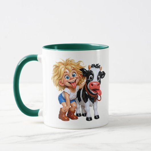 Speels Kind Met Koe Illustratie Mok (Links)