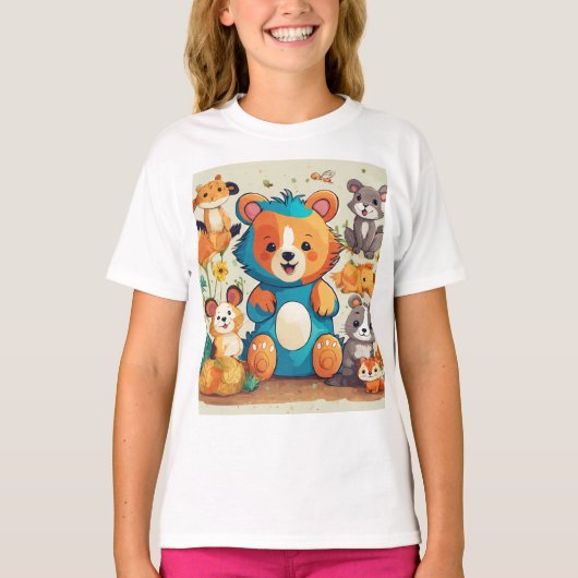 Speels Kinder Dier T-shirt ontwerp (Voorkant)
