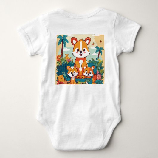 Speels kinder dierenshirt ontwerp romper (Achterkant)