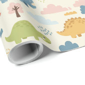 Speels kleurrijk dinosauruspatroon gepersonaliseer cadeaupapier (Rol Hoek)