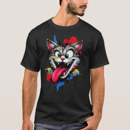 Speels Kleurrijk Kattengezicht T-Shirt
