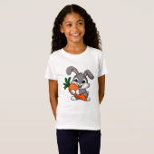 Speels konijn met een grote wortel t-shirt (Voorkant volledig)