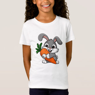 Speels konijn met een grote wortel t-shirt