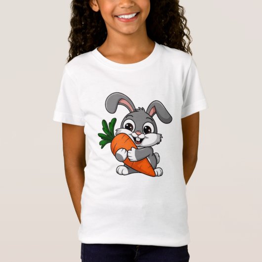 Speels konijn met een grote wortel t-shirt (Voorkant)