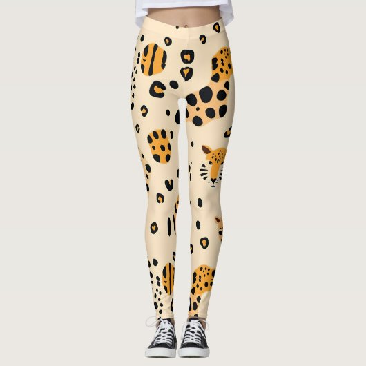 Speels Leopard Heads patroon Leggings (Voorkant)