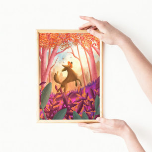 Speels Leuk Kleurrijk Hondenbos Kinder kinderkamer Poster