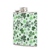 Speels lichtgroen klaverhartpatroon Keltisch Heupfles (Links)