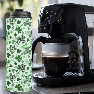 Speels Lichtgroen Klaverhartpatroon Keltisch Thermosbeker