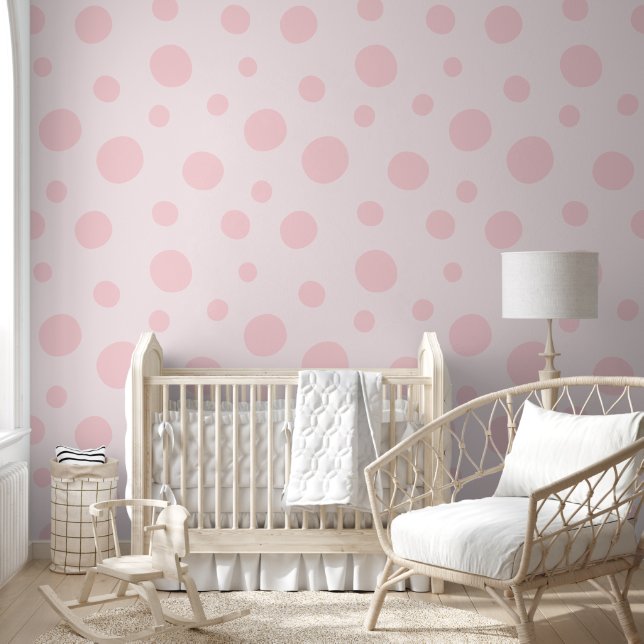 Speels Lichtroze Stippen Patroon Behang (Kinderen)