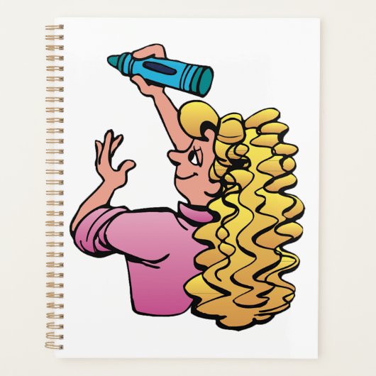 Speels meisje met kleurpotlood planner (Voorkant)