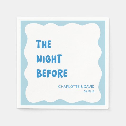 Speels Modern Wavy Blauw & Wit Repetitie Diner Servet (Voorkant)