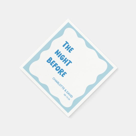 Speels Modern Wavy Blauw & Wit Repetitie Diner Servet (Hoek)