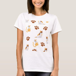 Speels Naadloos Kattenpatroon – Schattige Cartoon  T-shirt