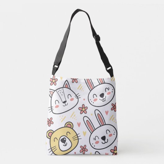 Speels Naadloos Patroon Met Schattigee Cartoon Die Crossbody Tas (Achterkant)