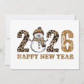 Speels nieuwjaarsontwerp met luipaardprint feestdagenkaart (Voorkant)