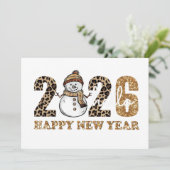 Speels nieuwjaarsontwerp met luipaardprint feestdagenkaart (Staand voorkant)