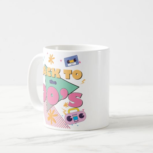 Speels nostalgisch design koffiemok (Voorkant links)